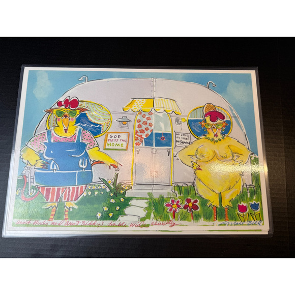 Conrad Bell Chicks at the Trailer Park Placemats Set of 4 Vtg Hen Tiny Home Life - Picture 6 of 10